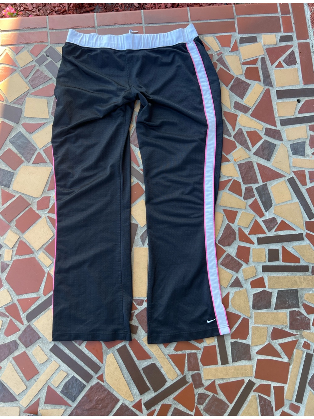 Nike Black Sweatpants with Pink & White Side Stripe